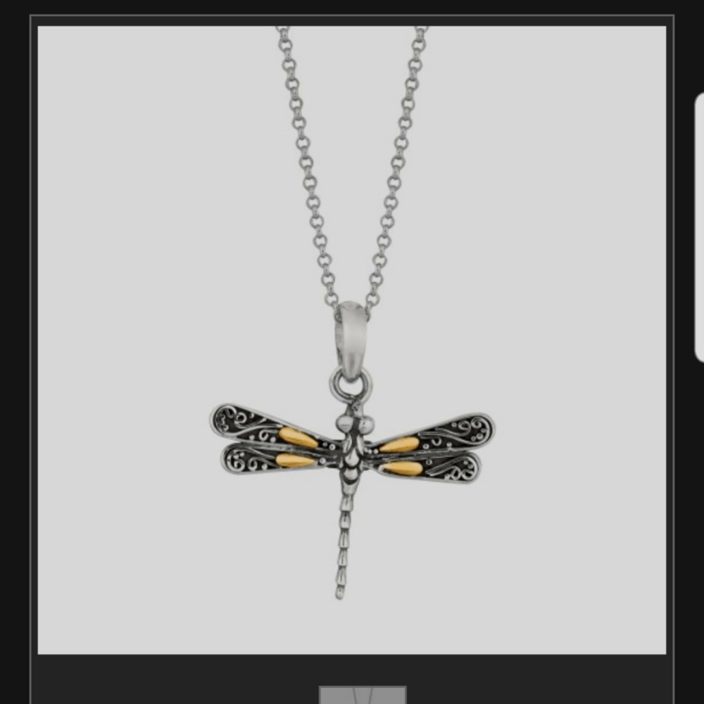 Phillip Gavriel Silver And 18Kt Gold 22X15Mm Single Dragonfly Pendant